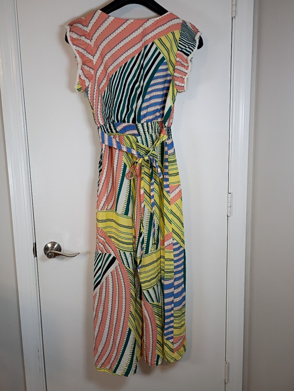 THML Jumpsuit Womens Medium Wide Leg Ruffle Fringe Bohemian Ethnic - Picture 8 of 16